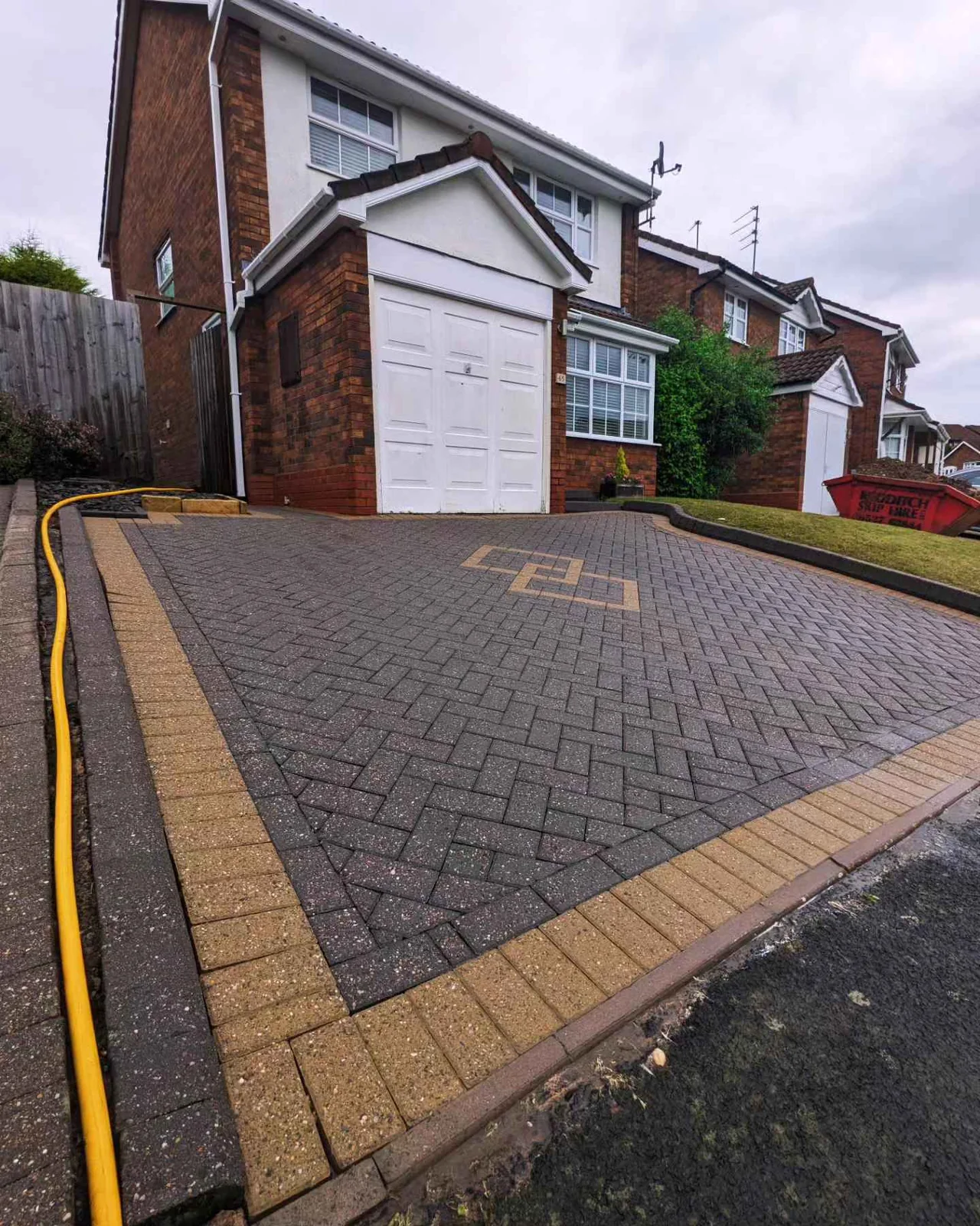 Restored block paving driveway after cleaning