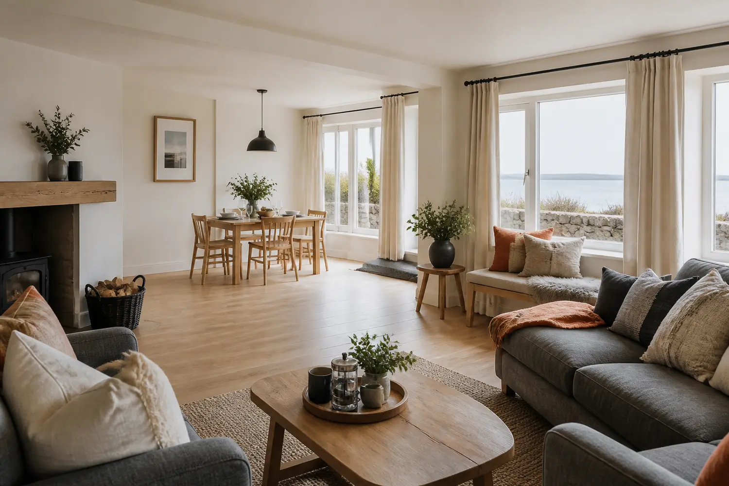 Bright, guest-ready coastal living room